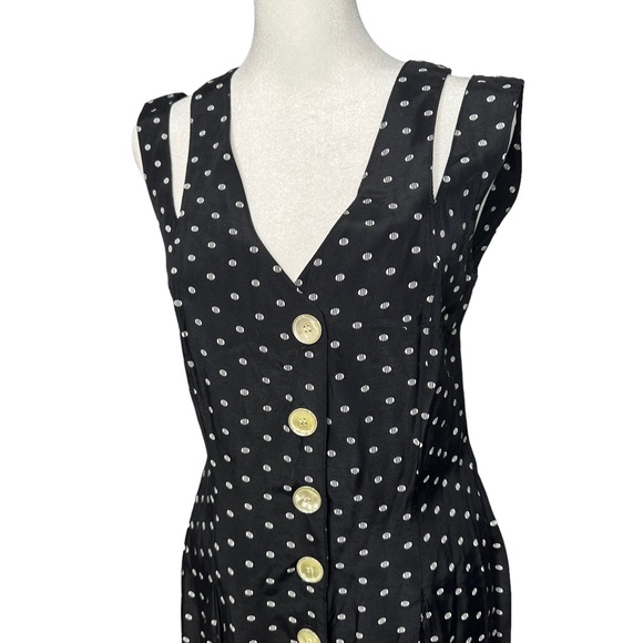 Vintage Express 90s Polka Dot Wide Leg Button Front Jumpsuit - Picture 3 of 13